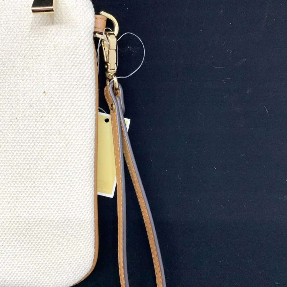 Michael Kors Large Logo Rainbow Pride Canvas Zip Pouch Heart MSRP $128 Natural - Picture 5 of 10